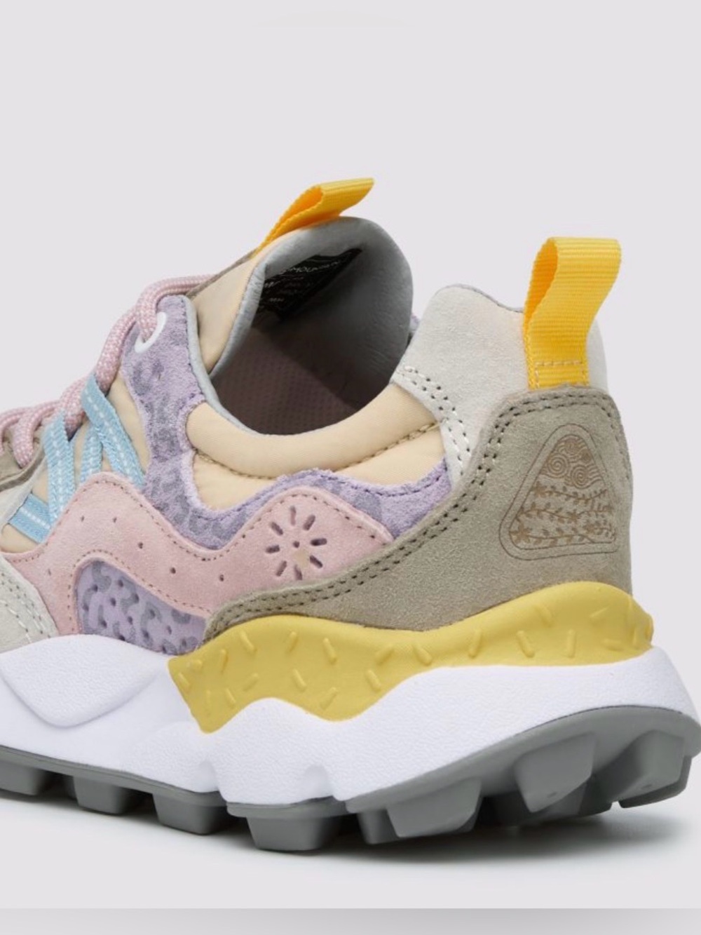 NWT Flower Mountain YAMANO 3 WOMAN Suede and fabric sneakers Lilac-Salmon-Pink - Picture 4 of 15